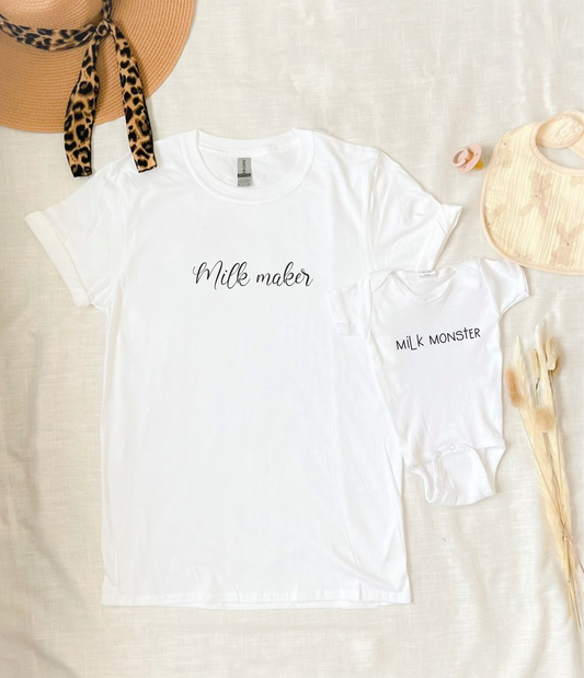 Mommy & Me - Milk Maker / Milk Monster - Shirt Set